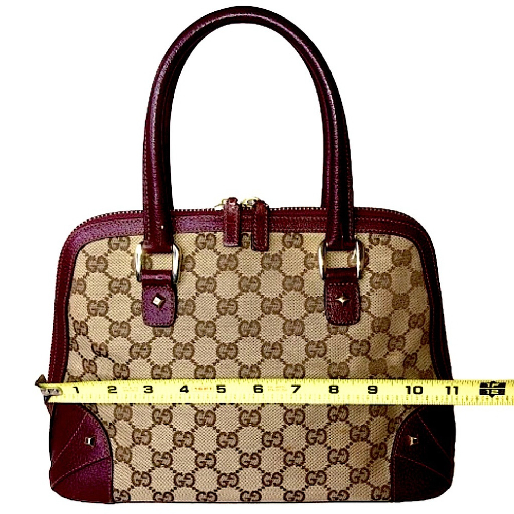 GUCCI GG Canvas Wine Leather Top Handle Dome Tote COA, GUCCI Dust Bag MINT COND - Picture 14 of 17